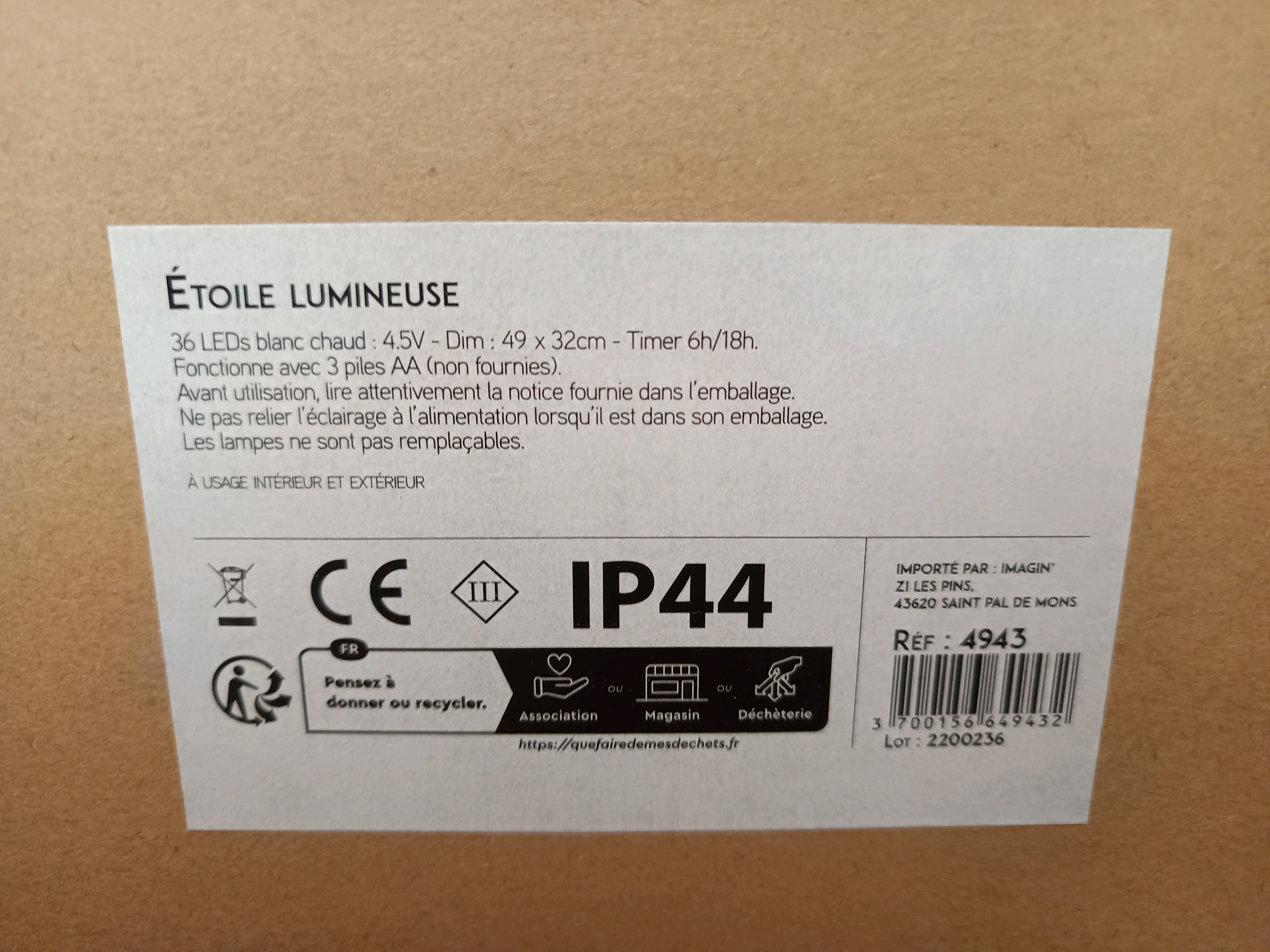 Christmas My Étoile lumineuse 36 LEDs blanc chaud avec piquet — photo 2