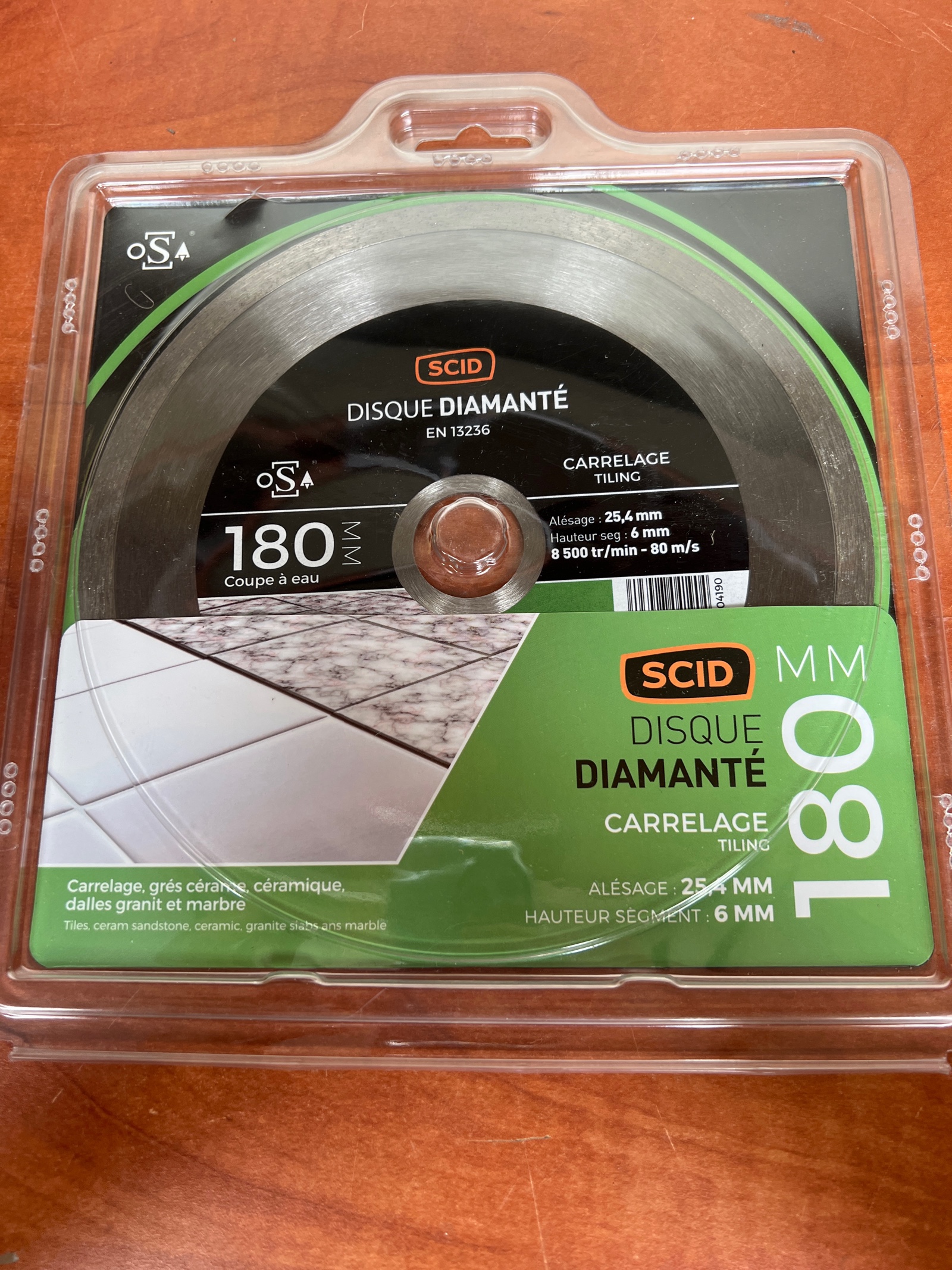 SCID Disque diamanté carrelage 180 mm, alésage 25,4 mm