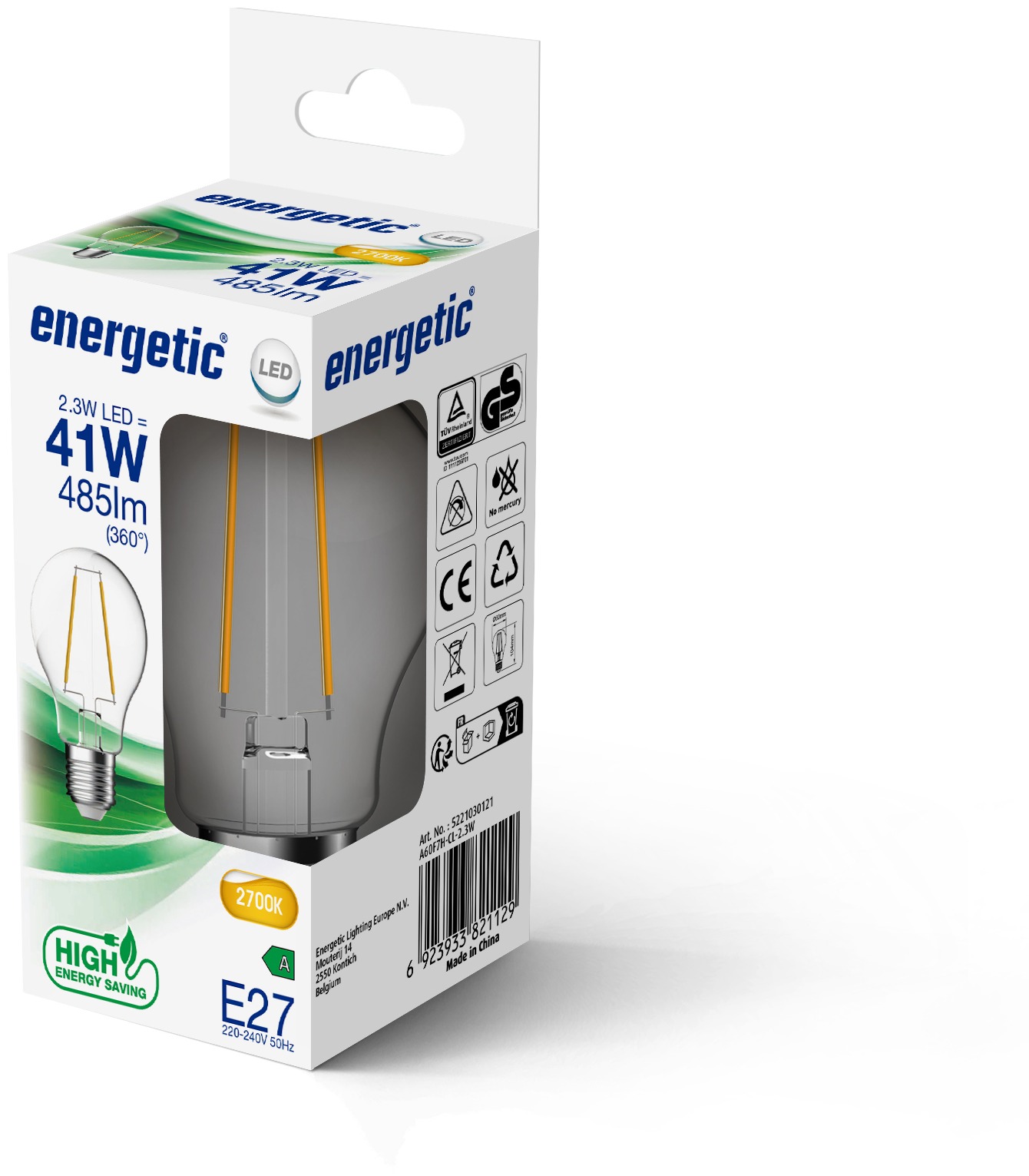 Ampoule LED Nordlux A-Class E27 A60 2700K 485 lm transparente