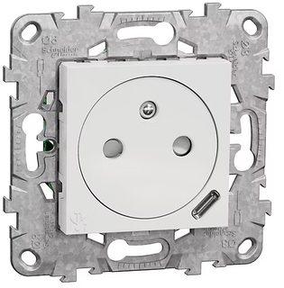 Prise avec terre et USB-C 10,5 W Schneider Electric Unica blanc