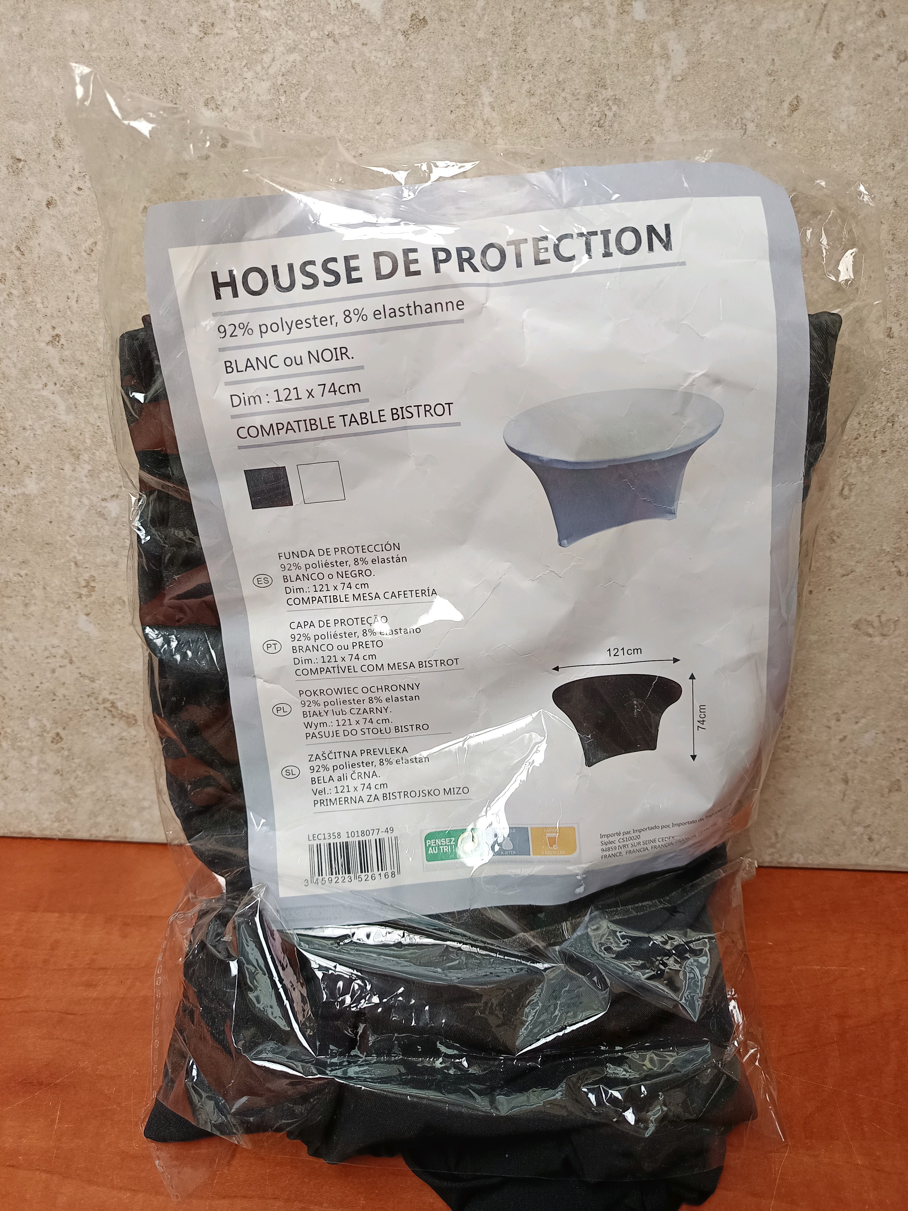 Housse de protection pour table bistrot (121 x 74 cm) - noir