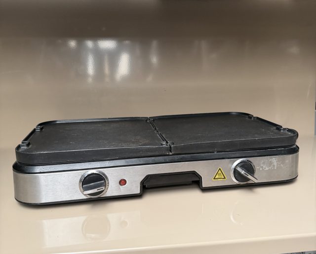 Plancha électrique double plaques en inox (2 thermostats)