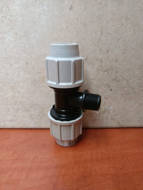 Té de compression Plasson 20 mm x 15x21 mâle