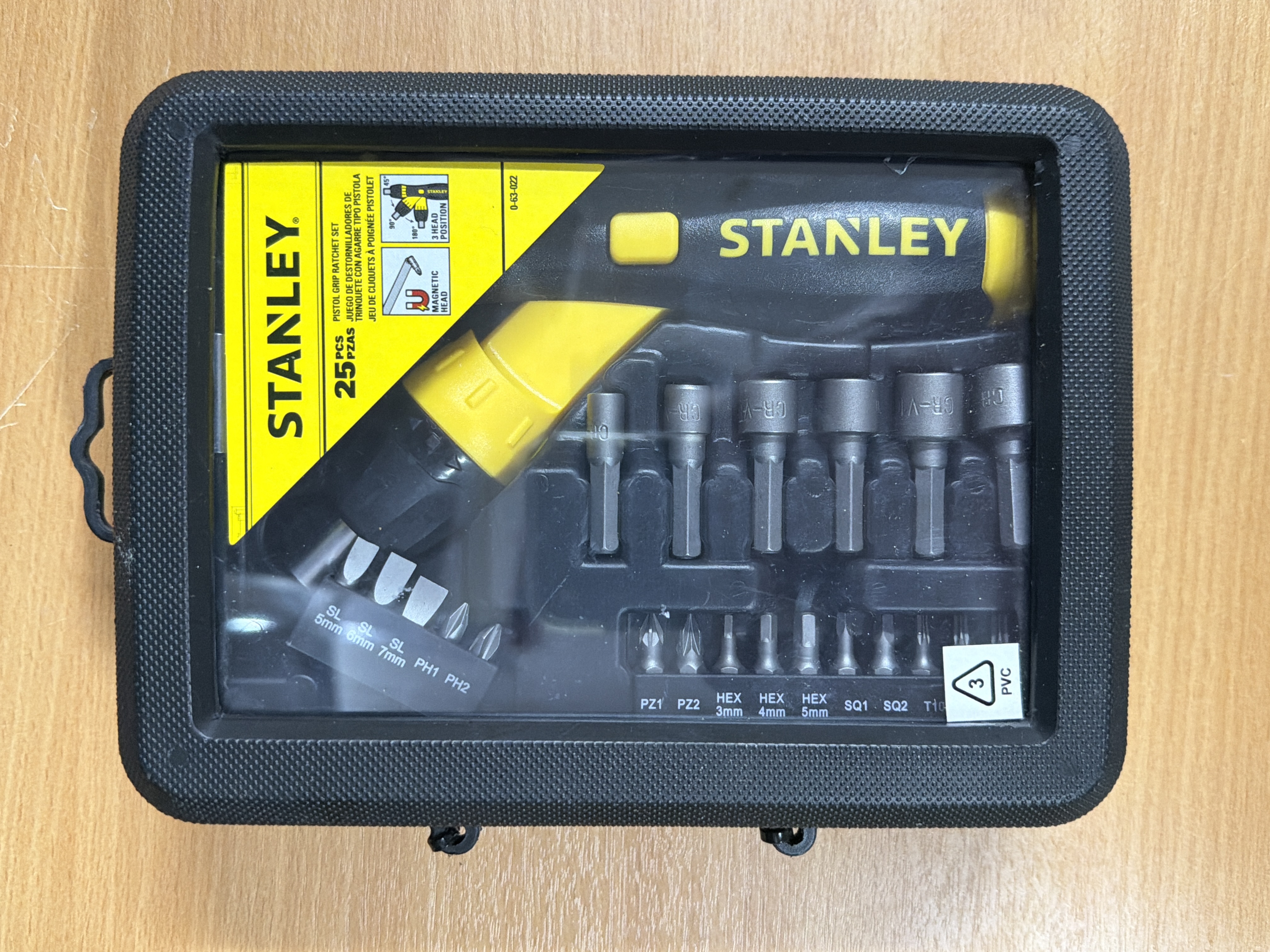 Stanley 0-63-022 jeu de tournevis à cliquet poignée pistolet 25 pièces