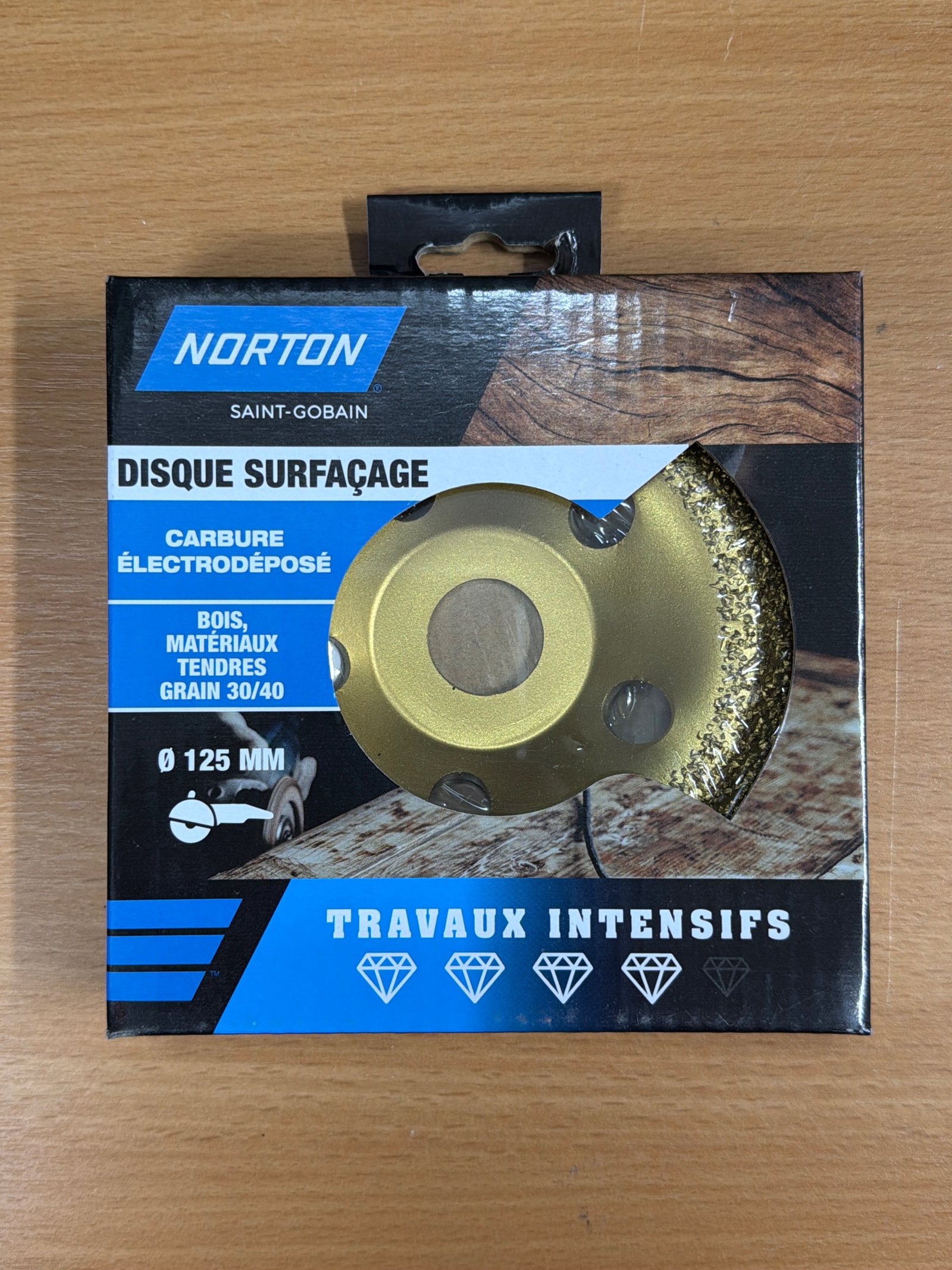 Norton Disque de surfaçage carbure électrodéposé Ø 125 mm grain 30/40