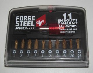 Etui de 11 Embouts Diamant Forge Steel Pro LG 25 mm + Porte Embouts magnétique