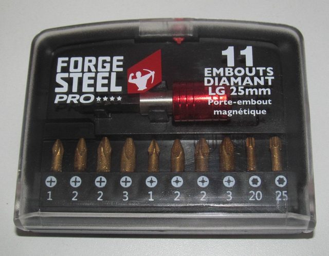 Etui de 11 Embouts Diamant Forge Steel Pro LG 25 mm + Porte Embouts magnétique