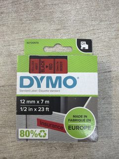 DYMO ruban D1 noir sur rouge 12 mm x 7 m