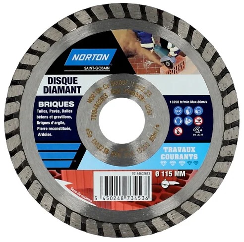 Disque diamant segmenté Norton 115 x 22,23 mm brique