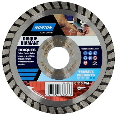 Disque diamant segmenté Norton 115 x 22,23 mm brique