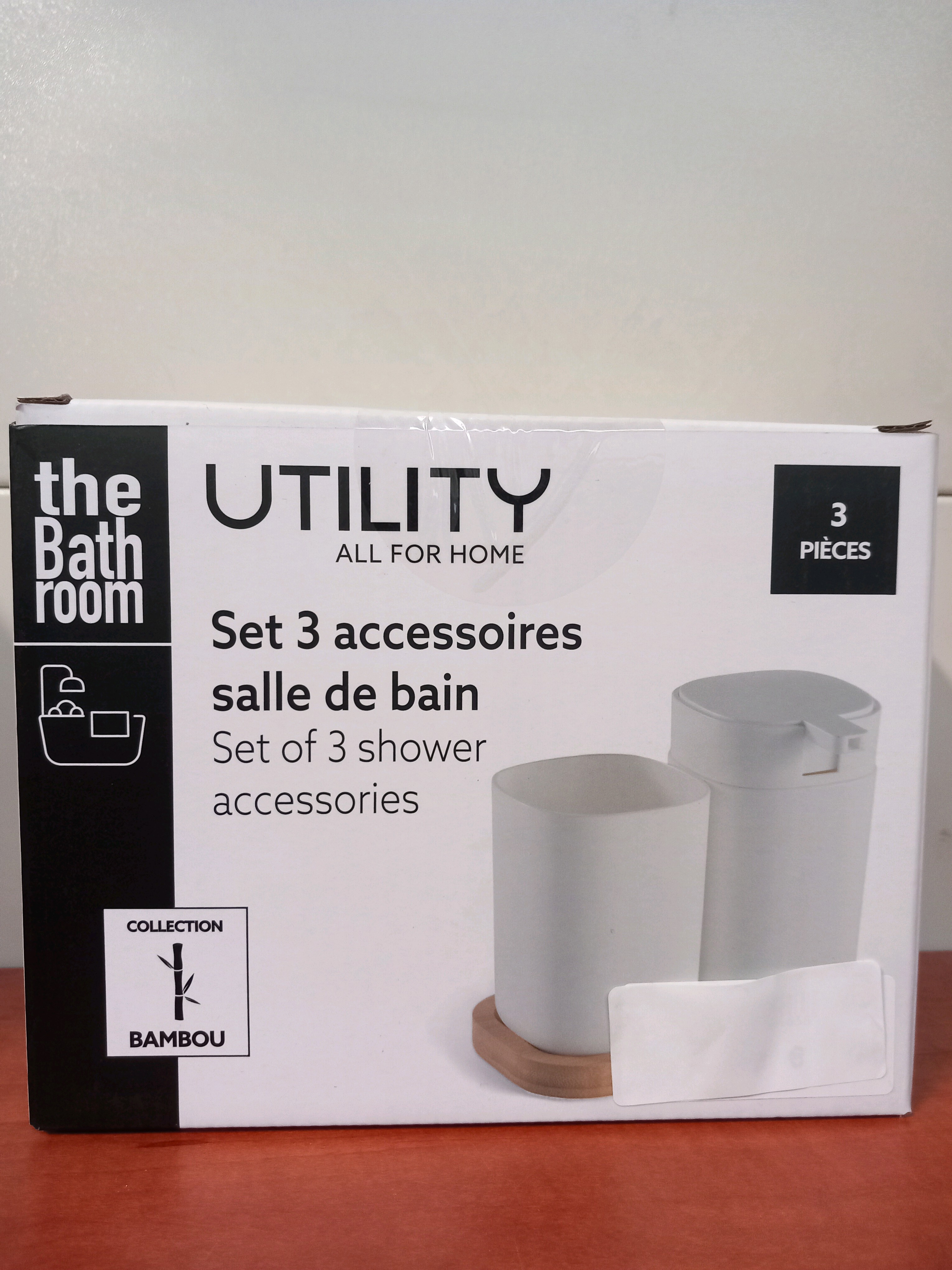 Utility The Bath Room - Set 3 accessoires de salle de bain (collection Bambou)