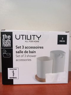 Utility The Bath Room - Set 3 accessoires de salle de bain (collection Bambou)