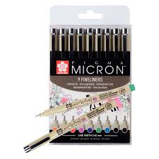 Set de 9 feutres fineliner Sakura Pigma Micron 05 couleurs assorties