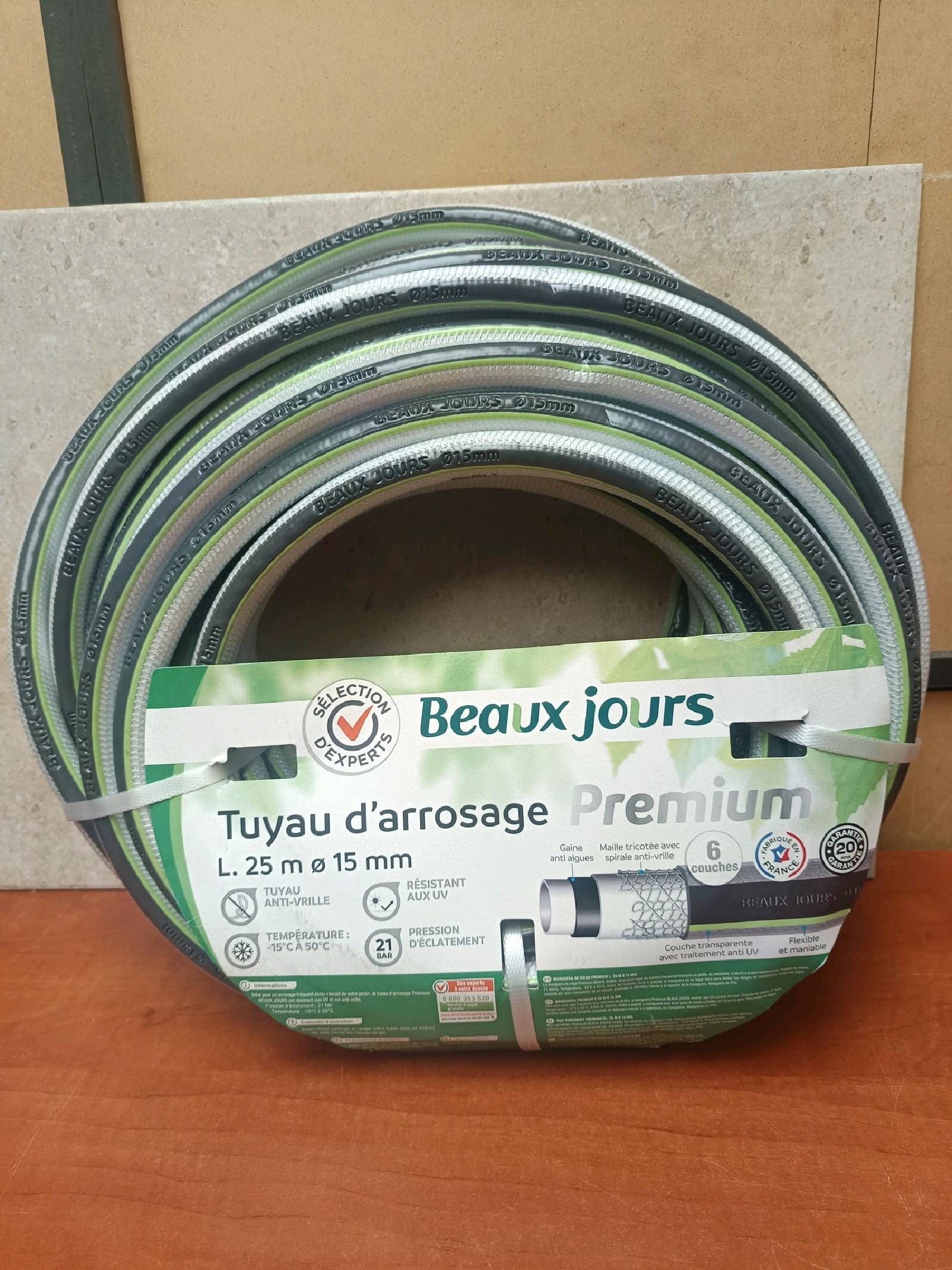 Beaux jours Tuyau d’arrosage Premium, 25 m Ø 15 mm