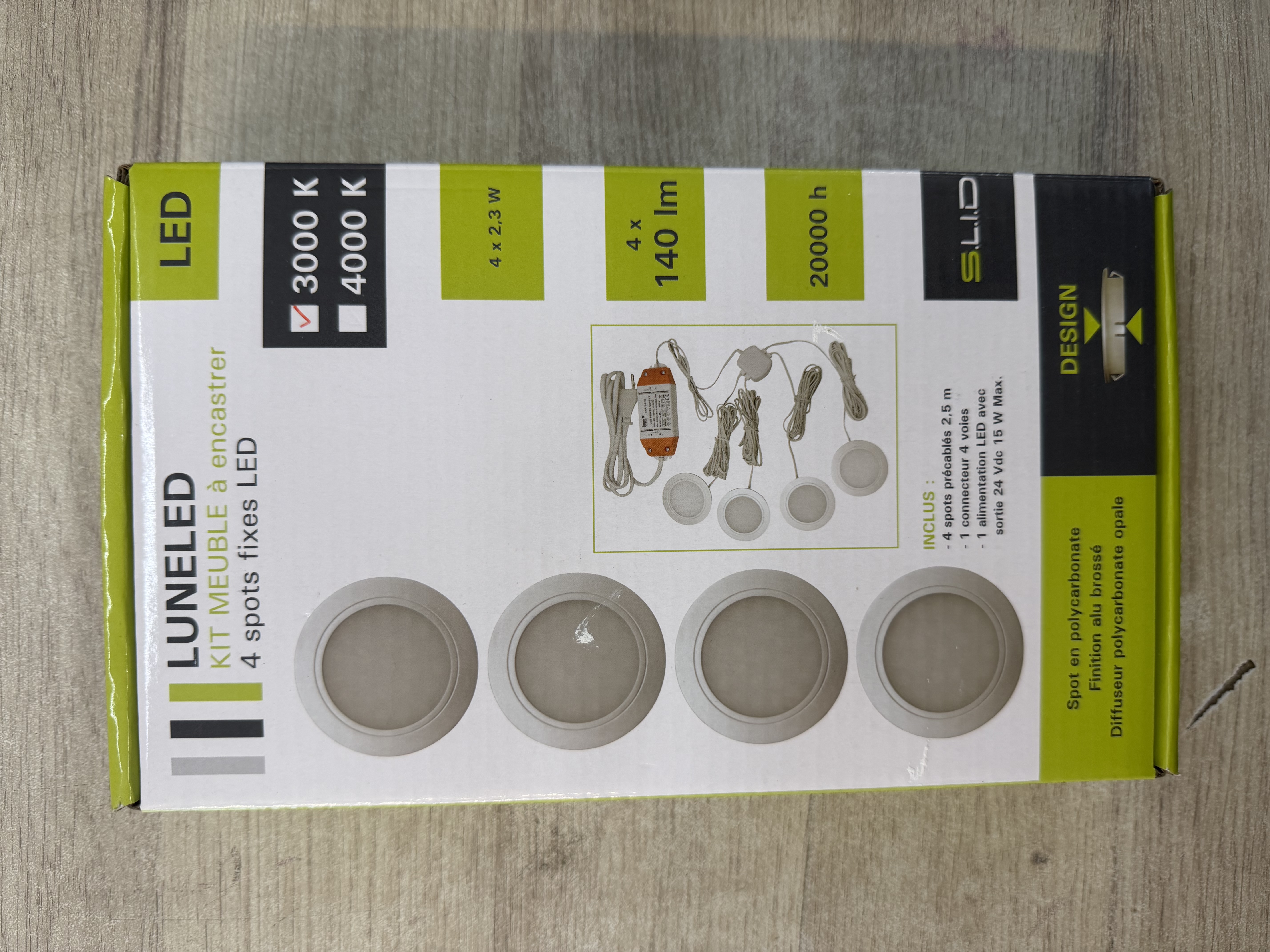 SLID LUNELED kit de spots LED encastrables extra plats 3000 K