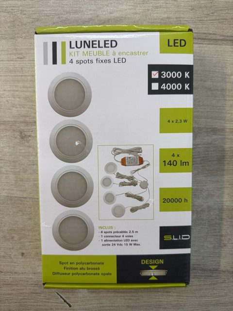 SLID LUNELED kit de spots LED encastrables extra plats 3000 K