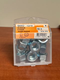 SAXO écrous 6 pans acier zingué 18 x (boîte)