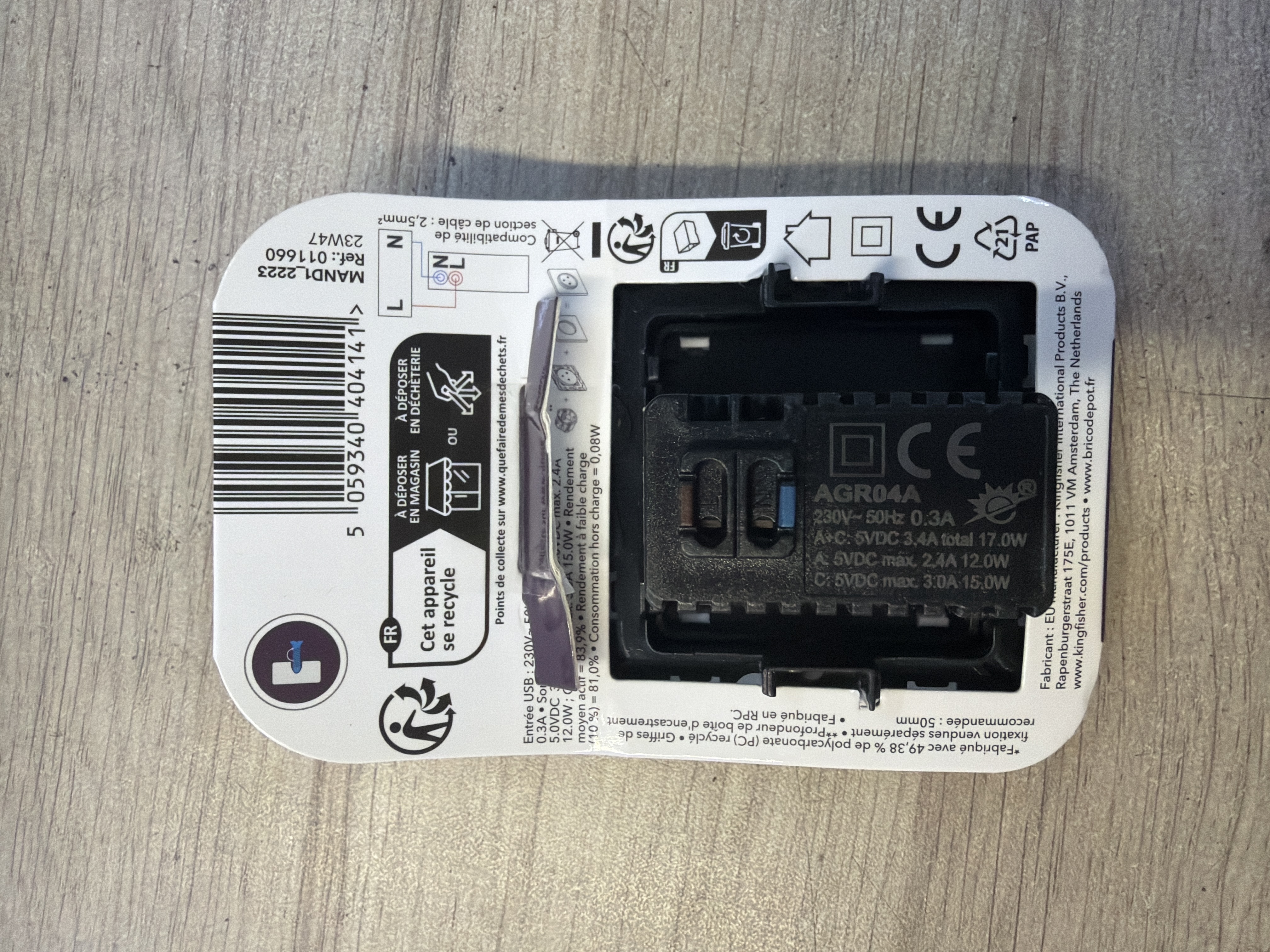 Bodner Zephyr chargeur double USB-A et USB-C - Blanc — photo 2