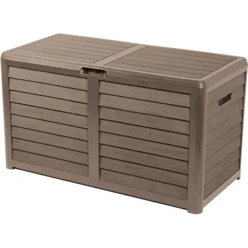 Coffre de jardin EDA Baya 420 L taupe imitation bois
