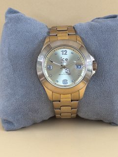Montre Ice Watch dorée bracelet acier cadran doré date 10 ATM