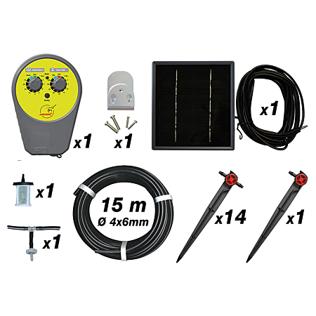 Kit d’arrosage automatique goutte-à-goutte avec panneau solaire et programmateur – 15 m