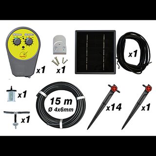 Kit d’arrosage automatique goutte-à-goutte avec panneau solaire et programmateur – 15 m