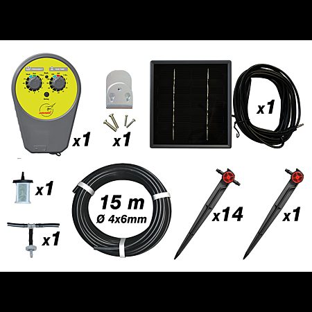 Kit d’arrosage automatique goutte-à-goutte avec panneau solaire et programmateur – 15 m