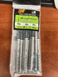 SPIT lot de 10 chevilles traversantes 8 x 100 mm