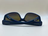 Lunettes de soleil sport enveloppantes, monture bleue, verres ambrés — photo 2