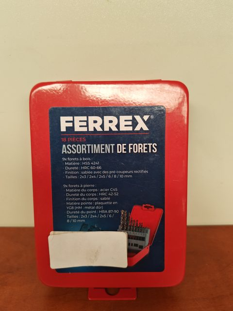 Ferrex assortiment de forets bois et pierre 18 pièces