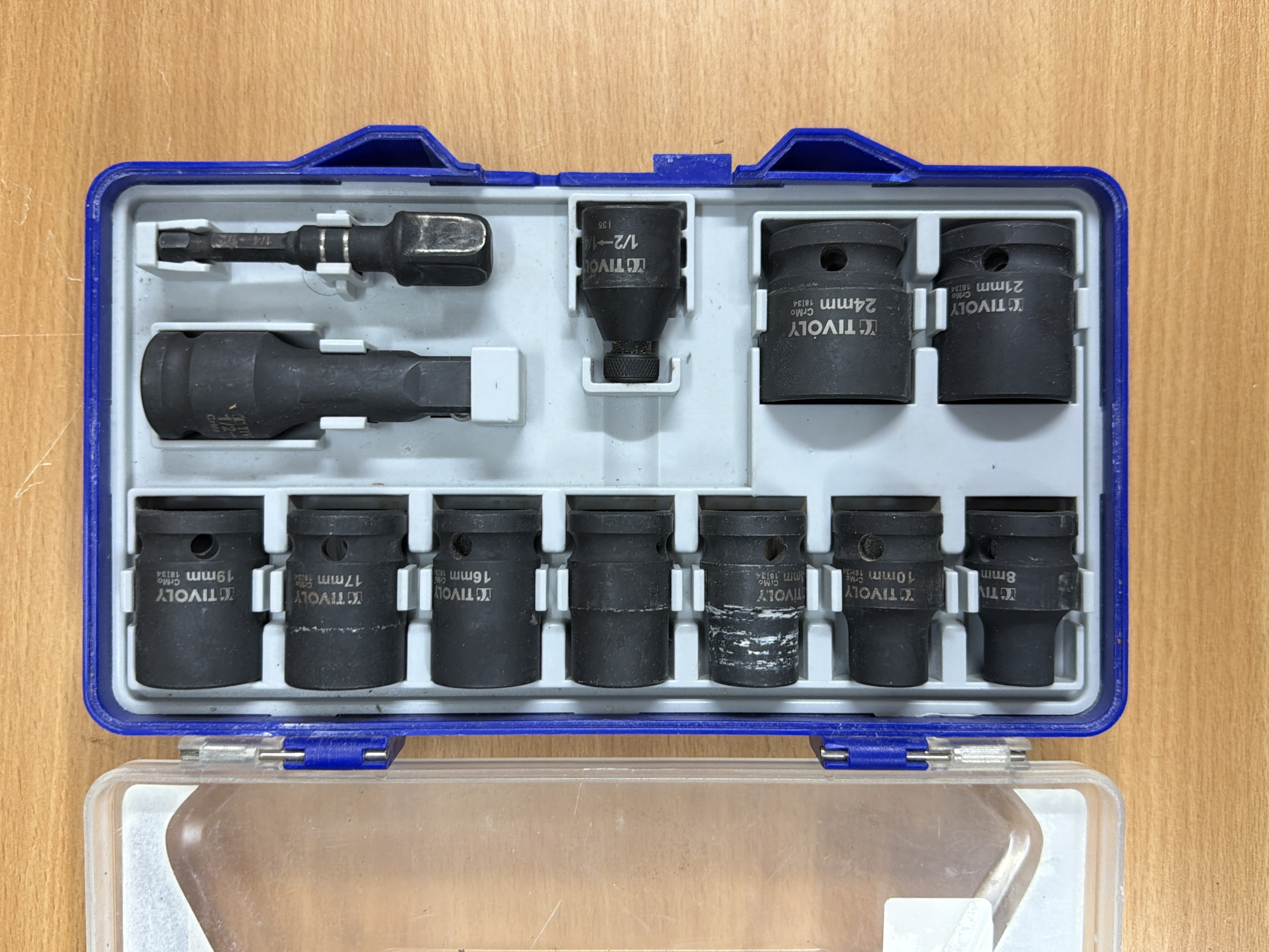 Coffret douilles à chocs Tivoly 1/2" 12 pièces 8 à 24 mm