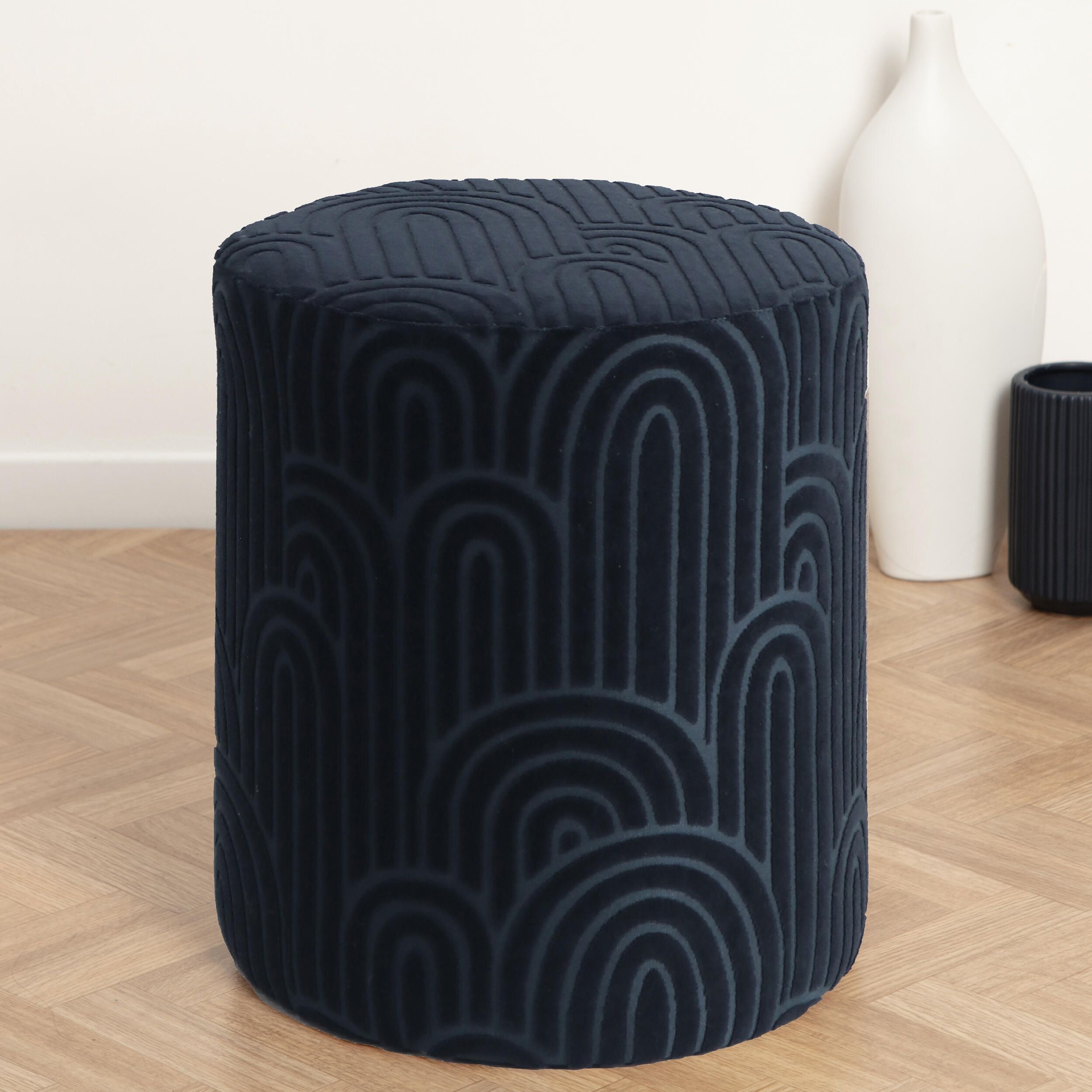 Pouf Agueda bleu marine 34x34x39 cm JBY