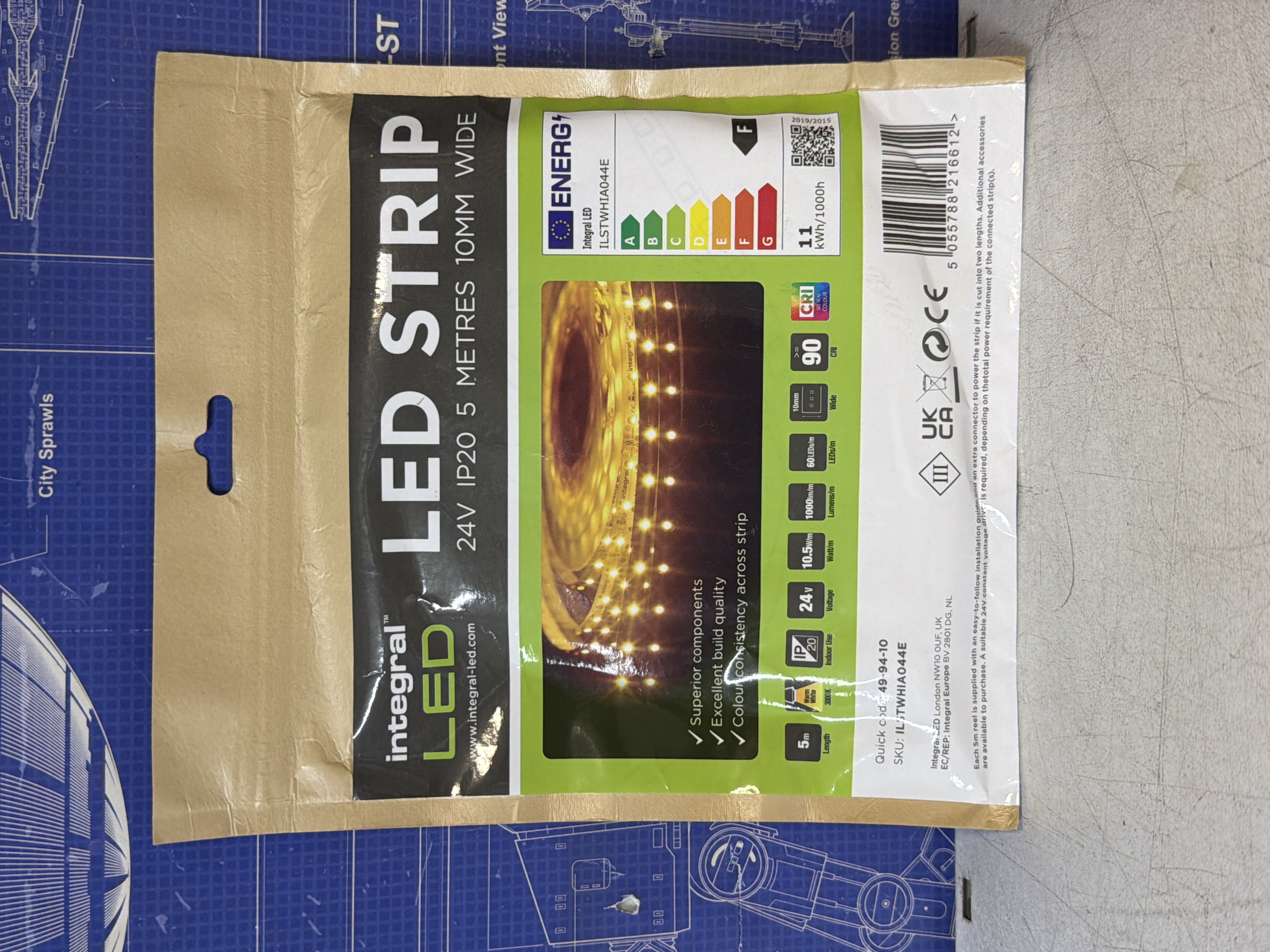 Ruban LED Integral LED ILSTWHIA044E 5 m 24V blanc chaud