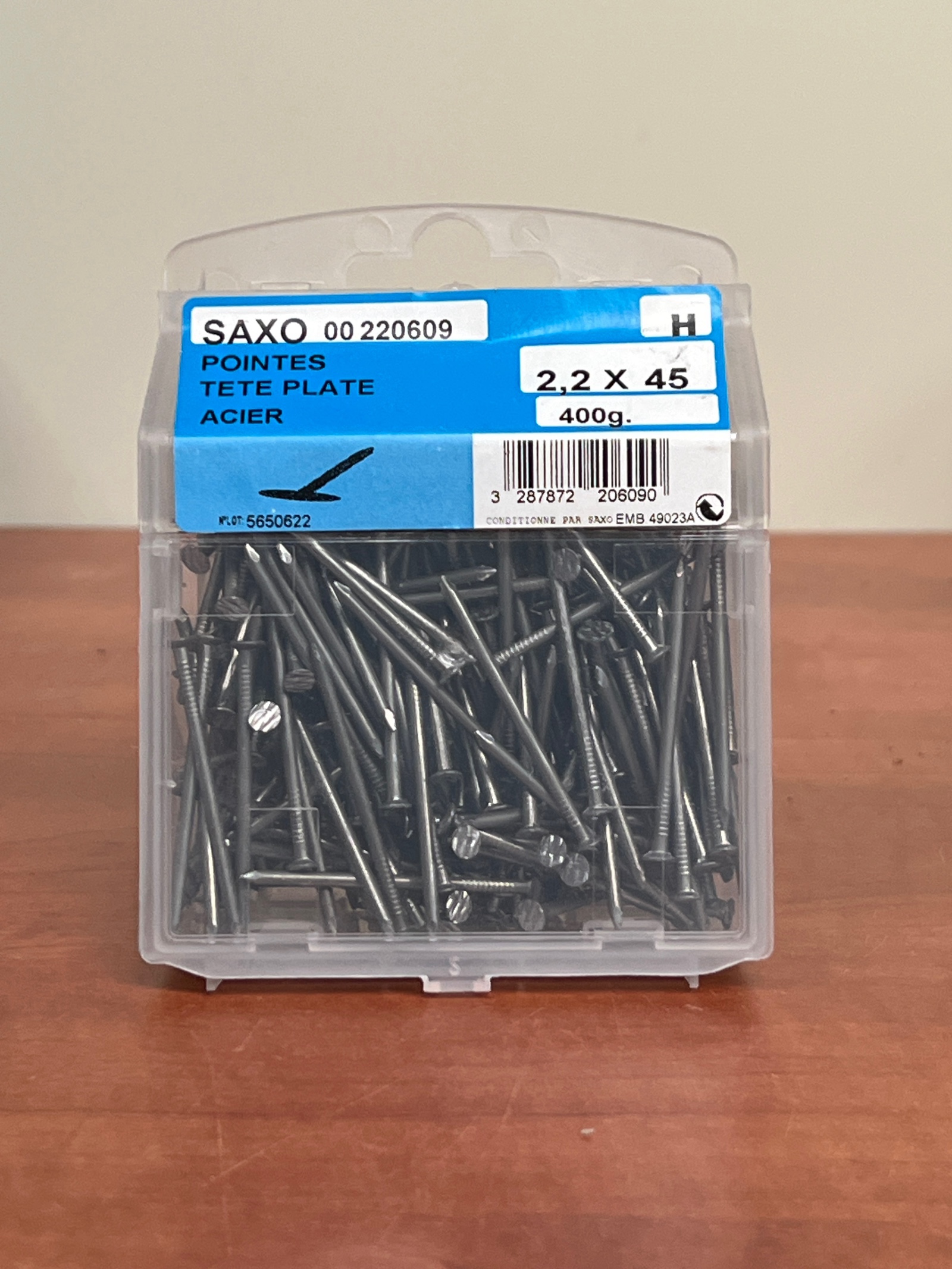 SAXO Pointes tête plate acier 2,2 x 45 - 400 g (00 220609)