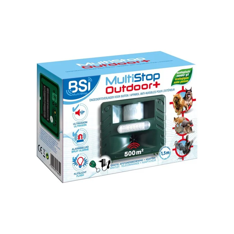 BSI MultiStop Outdoor+ répulsif animaux à ultrasons 500 m²