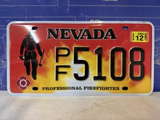 Plaque d'immatriculation Nevada "Professional Firefighter" PF 5108
