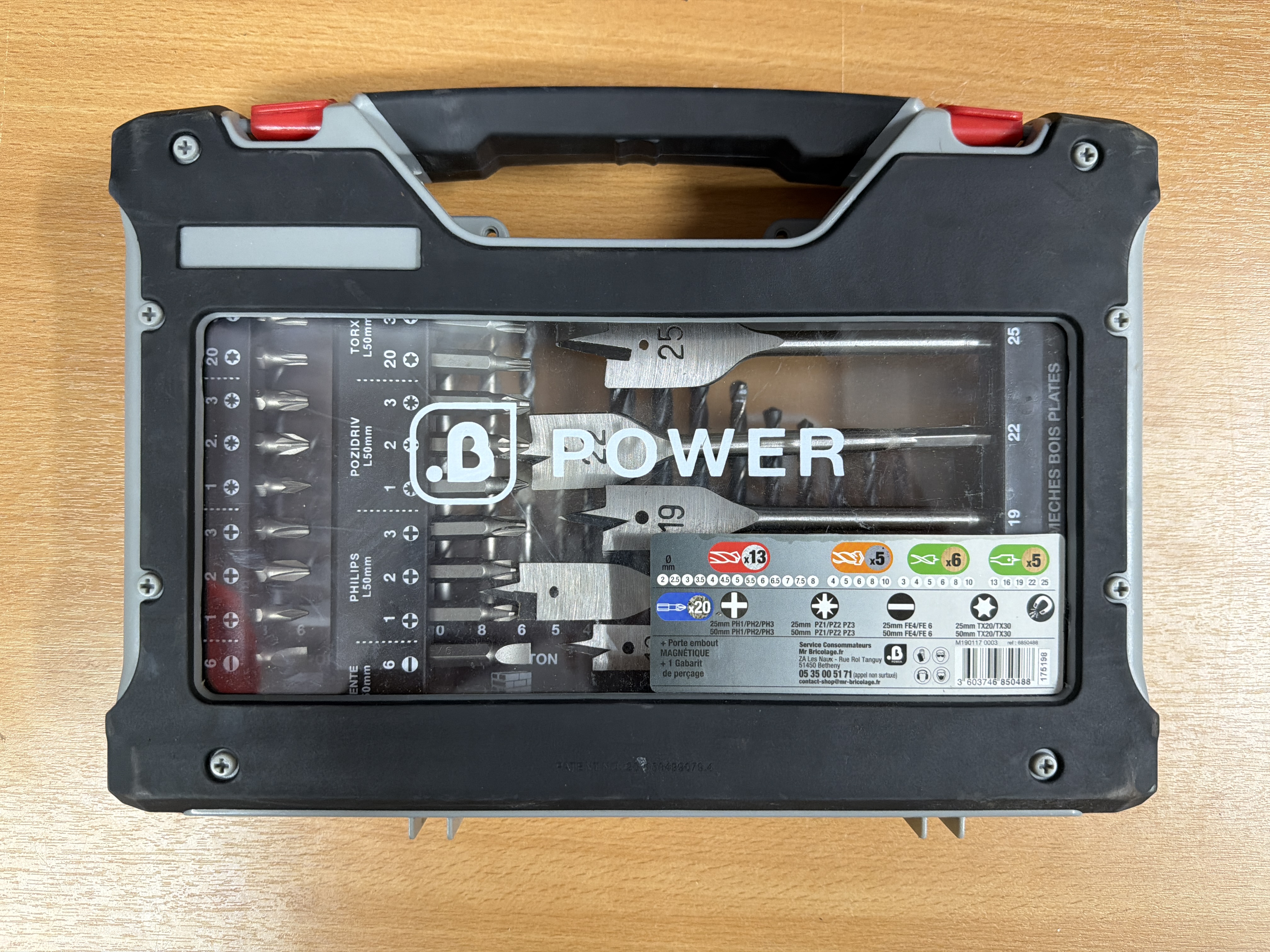 Coffret forets et embouts B Power avec mèches bois plates