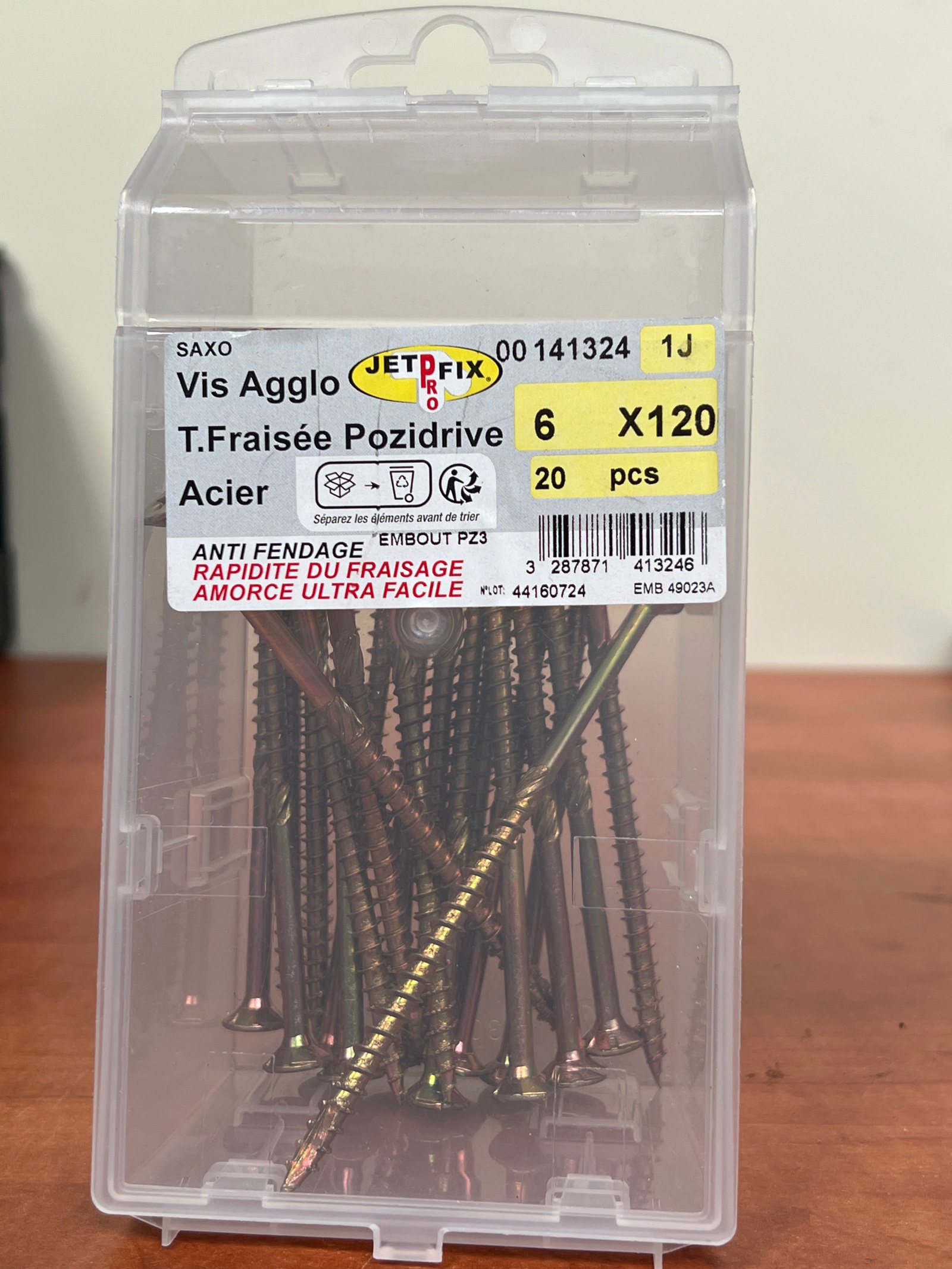 JETFIX Vis Agglo Tête Fraisée Pozidrive 6 x 120 mm Acier