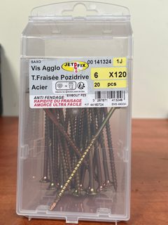 JETFIX Vis Agglo Tête Fraisée Pozidrive 6 x 120 mm Acier