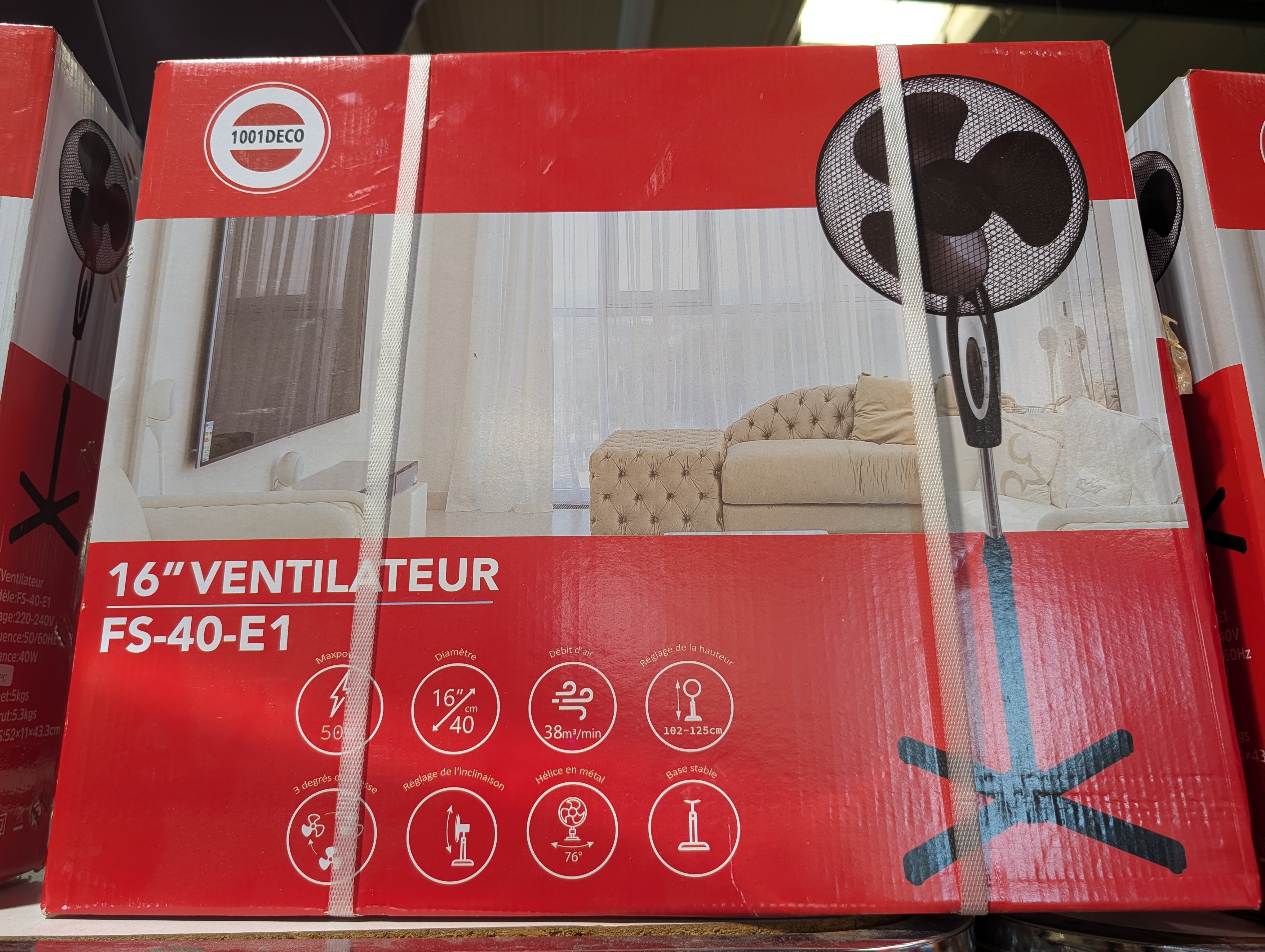 Ventilateur sur pied 1001DECO FS-40-E1 16 pouces