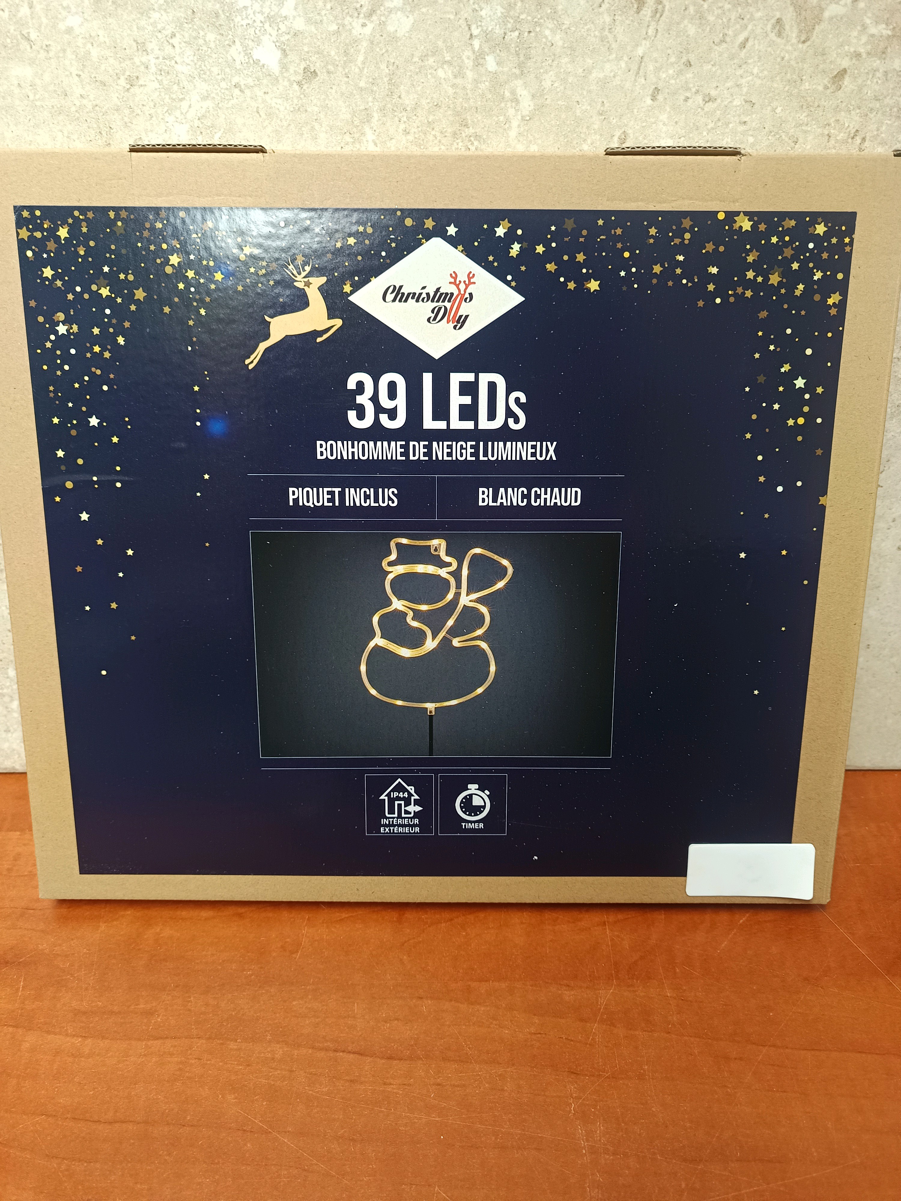 Christmas DIY Bonhomme de neige lumineux 39 LEDs – blanc chaud – piquet inclus
