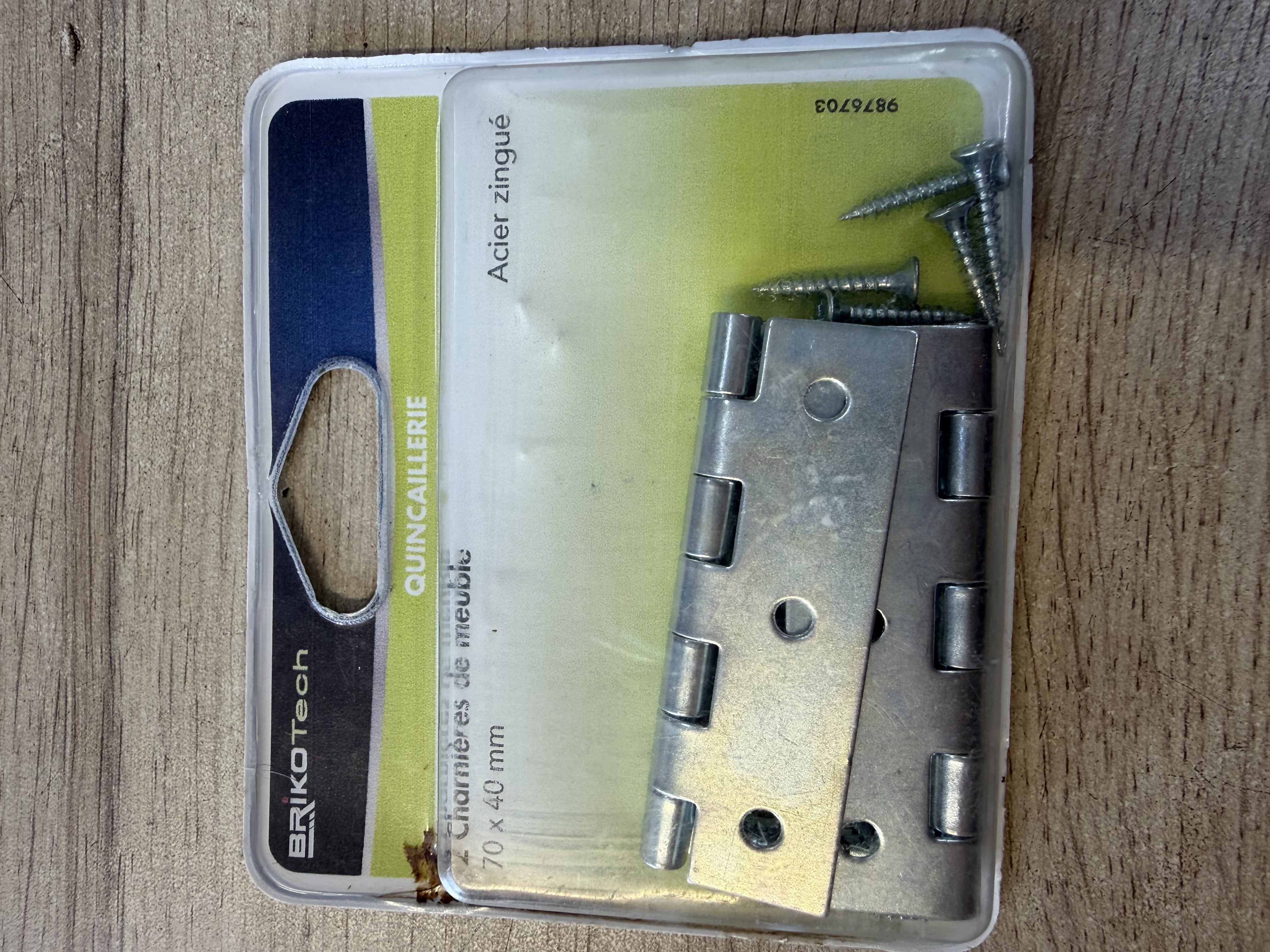 BrikoTech 2 charnières de meuble acier zingué 70 x 40 mm