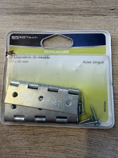 BrikoTech 2 charnières de meuble acier zingué 70 x 40 mm