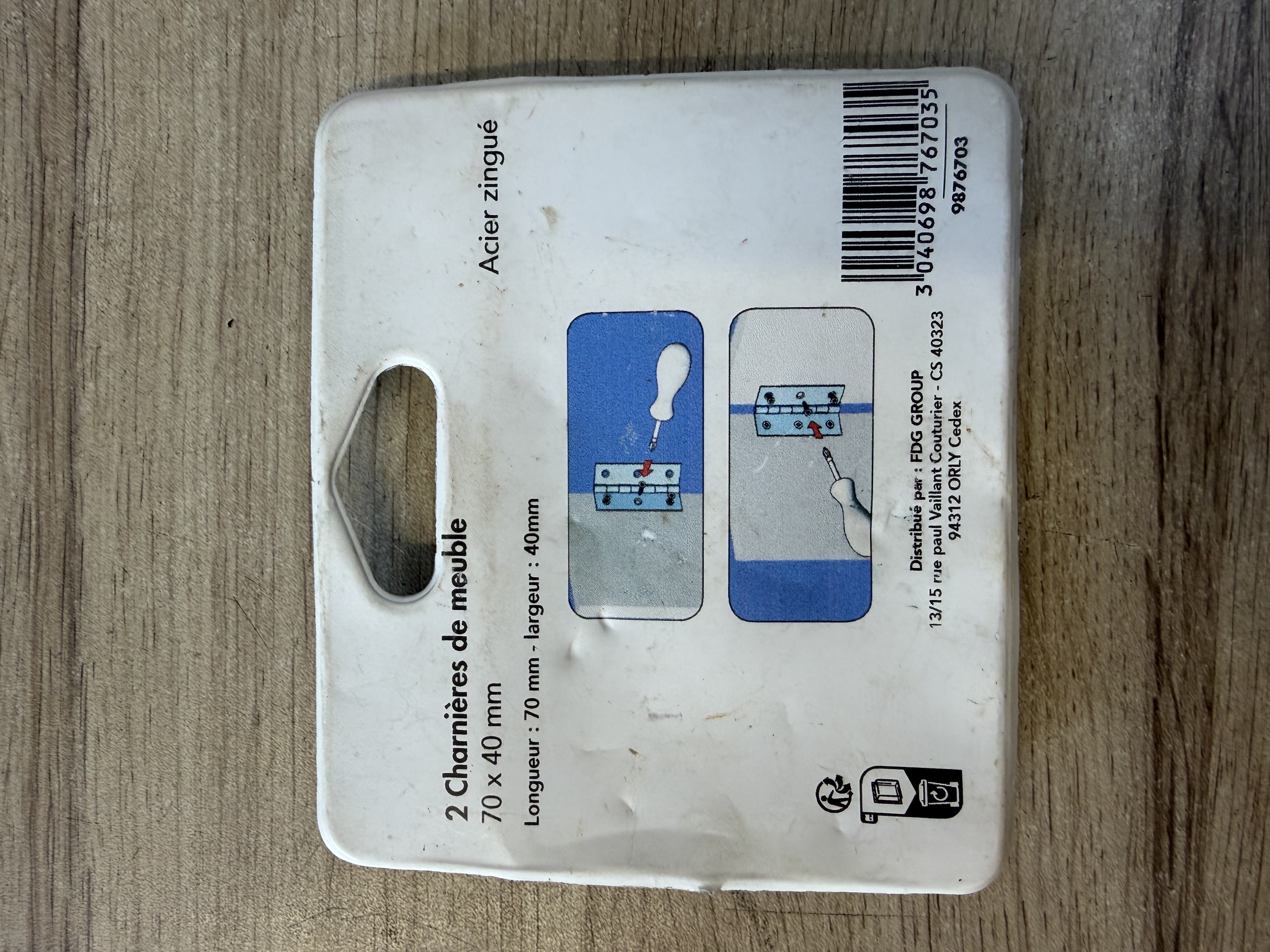 BrikoTech 2 charnières de meuble acier zingué 70 x 40 mm — photo 2