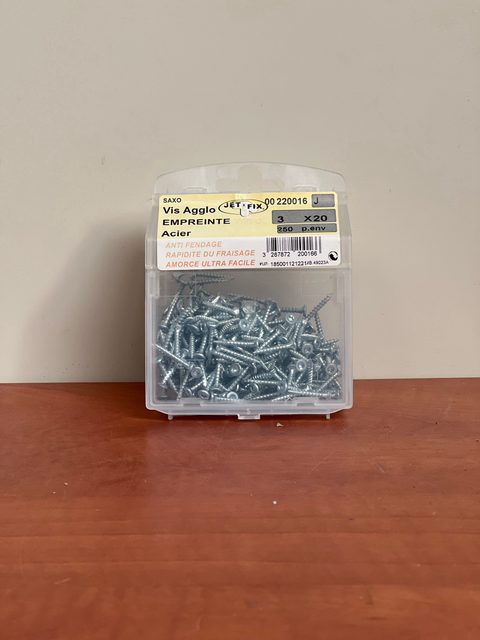 Dexter vis aggloméré acier 3 x 20 mm (x20)