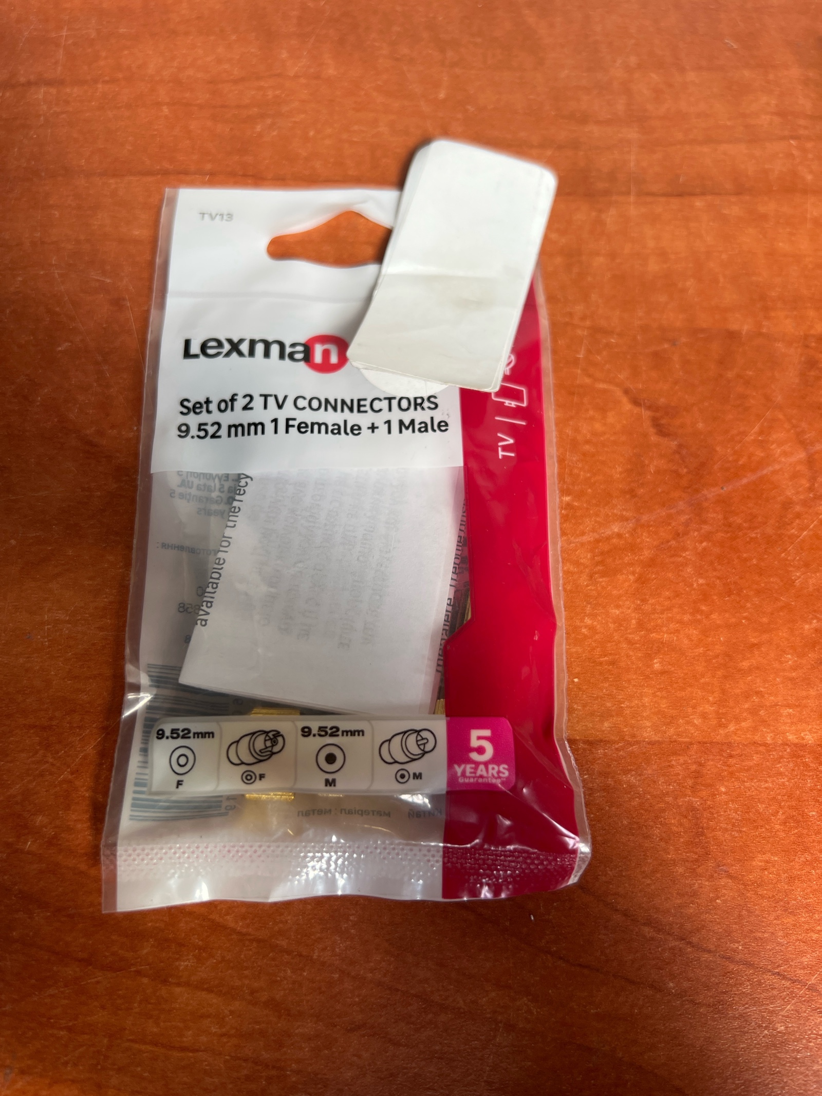 Lexman TV13 - Set de 2 connecteurs TV 9,52 mm (1 femelle + 1 mâle)