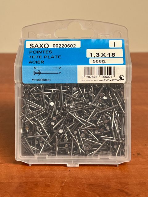 Saxo pointes tête plate acier 1,3 x 18 - 500 g
