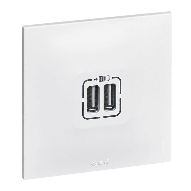 Double chargeur USB Legrand - Neptune - Blanc