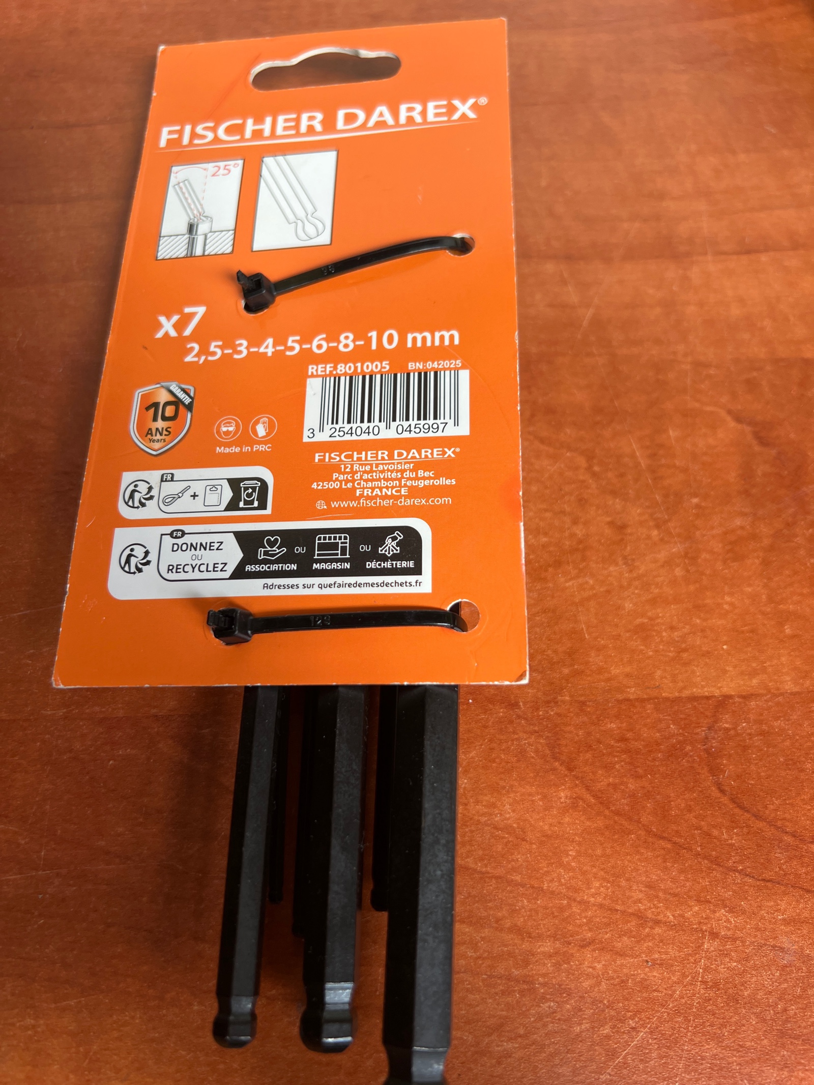 Fischer Darex REF 801005 - jeu de 7 clés Allen (2,5 à 10 mm) — photo 2