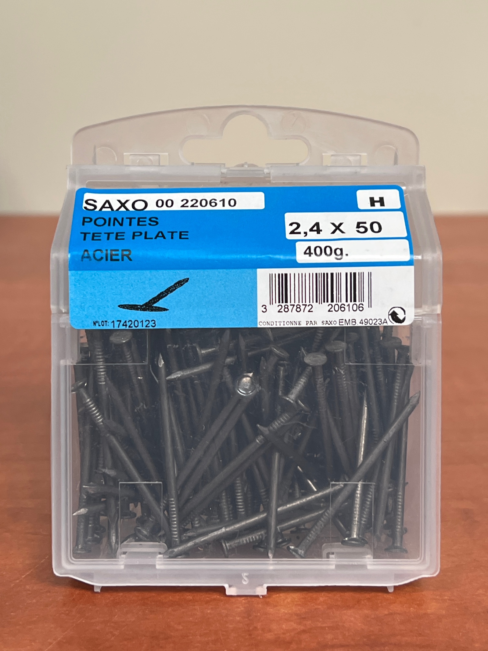SAXO Pointes tête plate acier 2,4 x 50 - 400 g